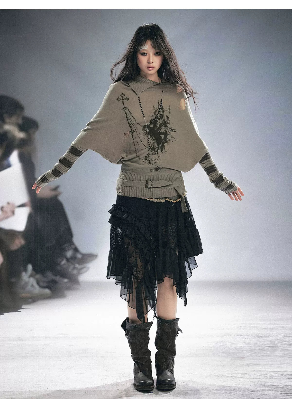Lace Patchwork Tulle Skirt