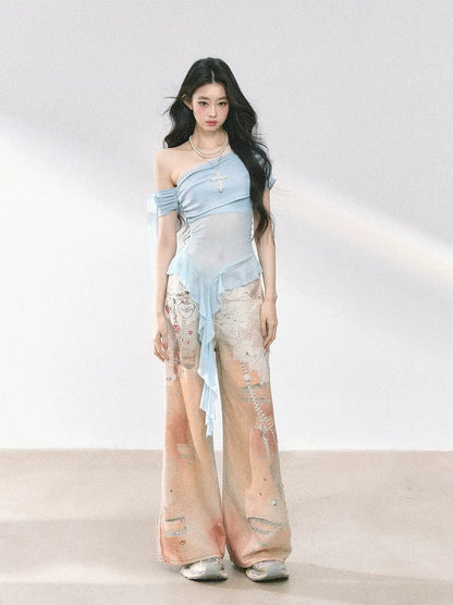 Sheer Off-Shoulder Tee