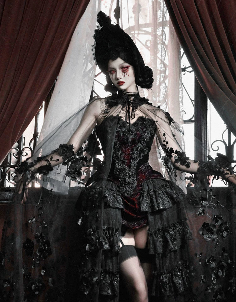 Áo corset Gothic ren nhung