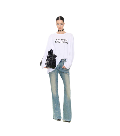 Pearl Embellished Straight Jeans