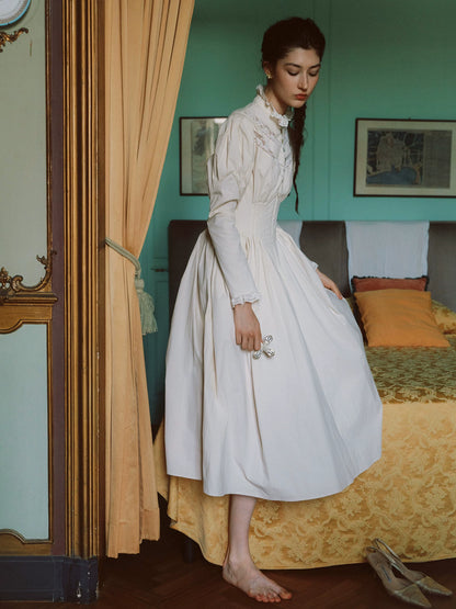 Lace Trim Victorian Midi Dress
