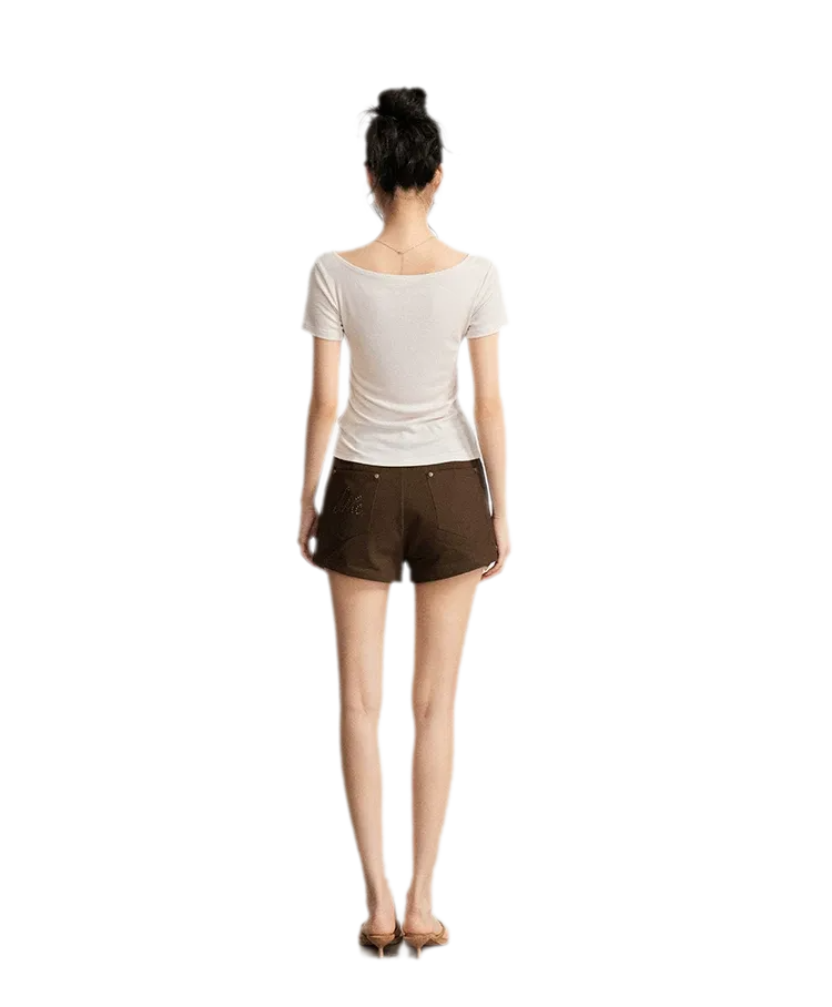 Rhinestone Cotton Summer Shorts