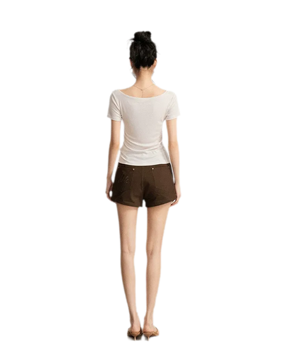 Rhinestone Cotton Summer Shorts