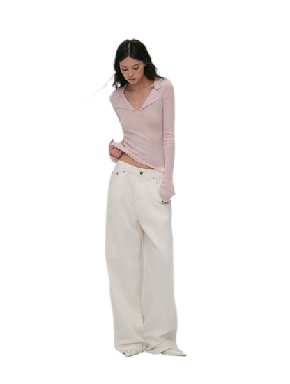 Enzyme-Washed Wide-Leg Utility Jeans