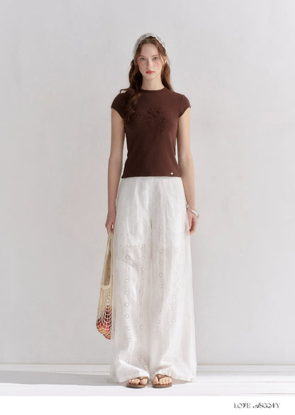 Embroidered Slim Fit Round Neck T-shirt
