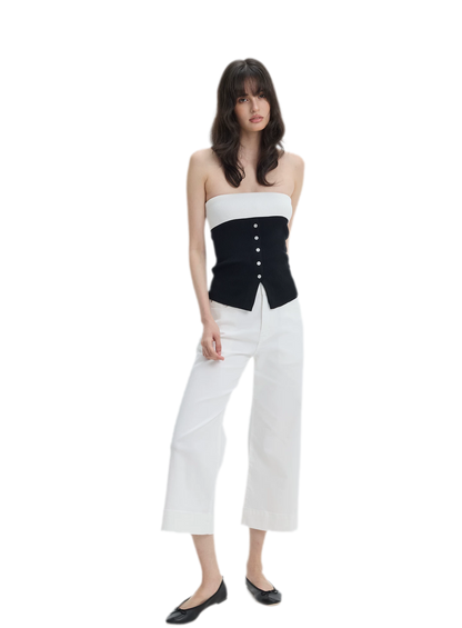 French Colorblock Bandeau Top