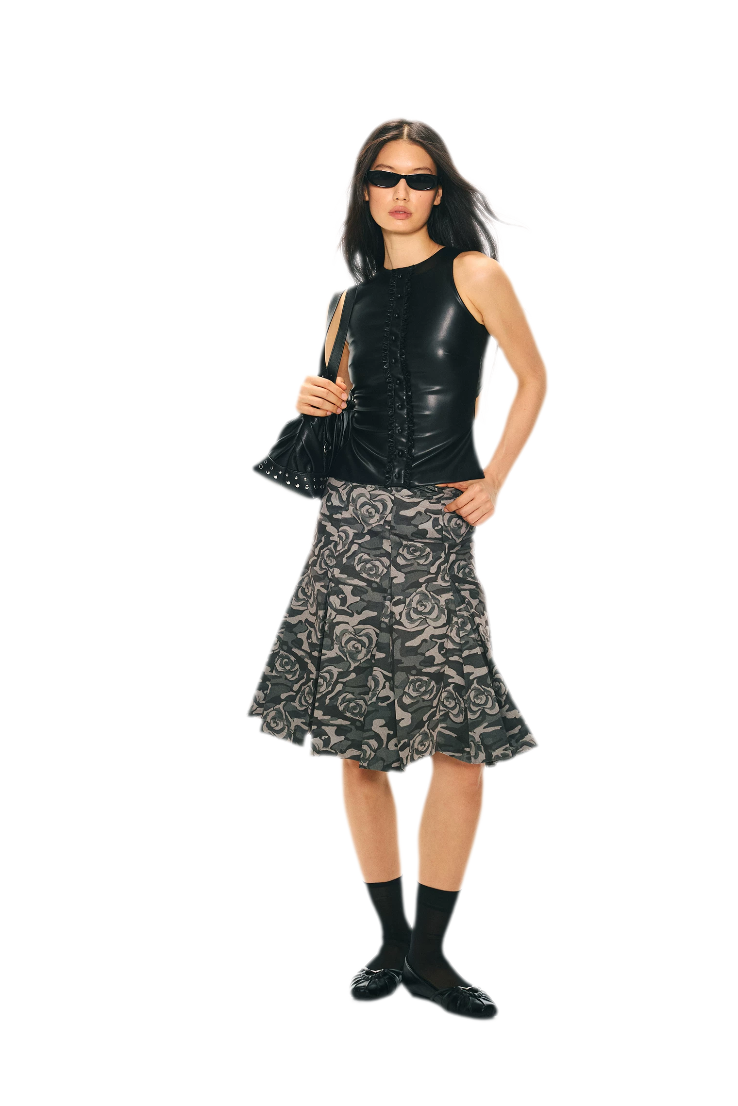Low Waist Pleated A-Line Skirt