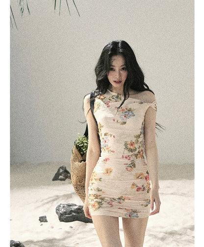 French Floral Mesh Dress