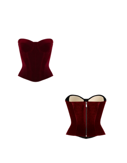 Velvet Boned Corset Top