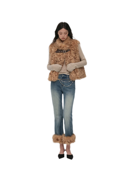 Vintage Washed Cropped Flare Jeans
