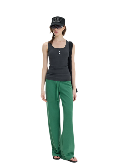 Ribbed Slim-Fit Henley Tank