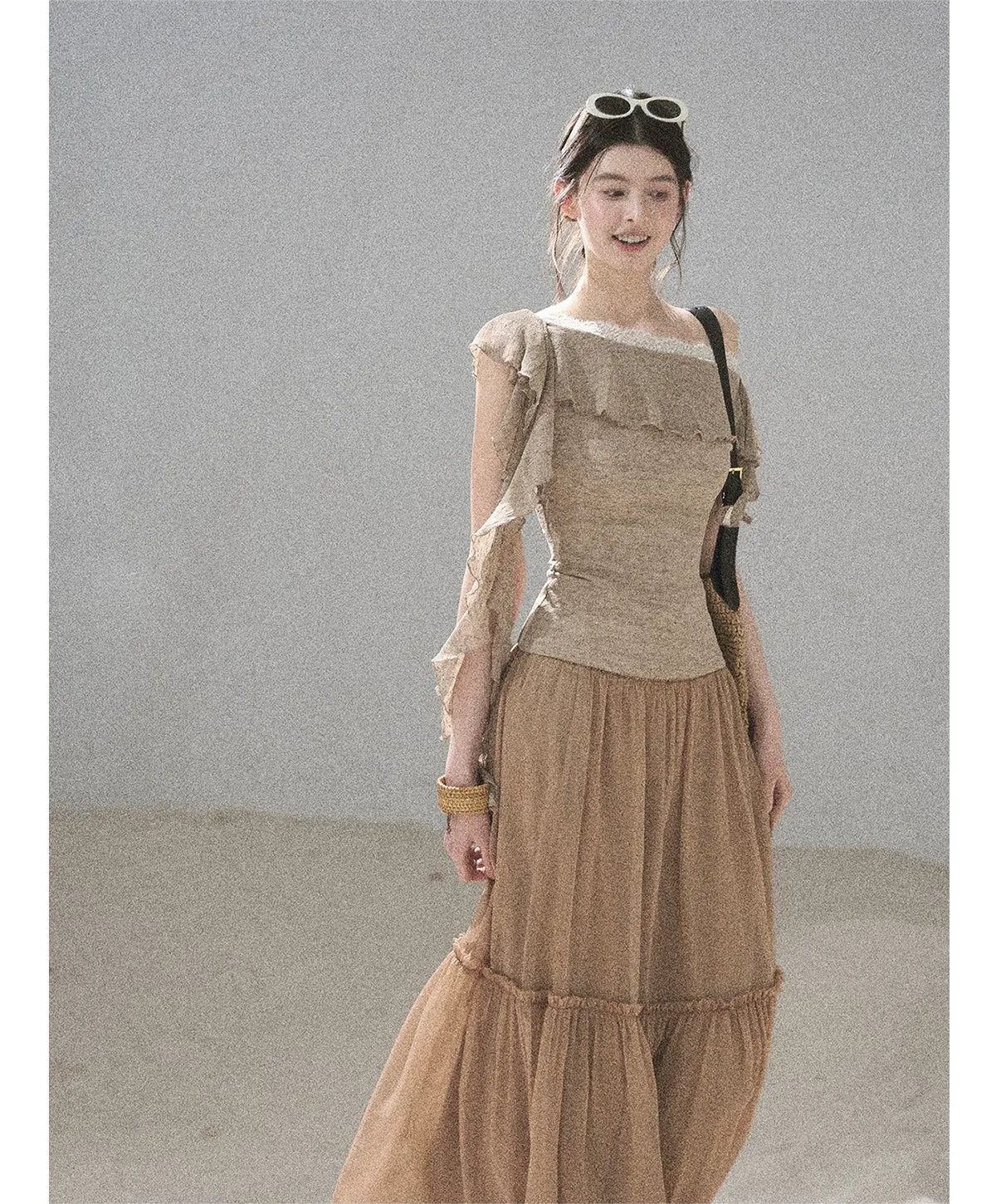 Lace One-Shoulder Crop Tee