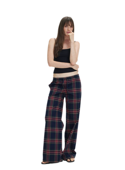 Vintage Plaid Low-Rise Bottoms