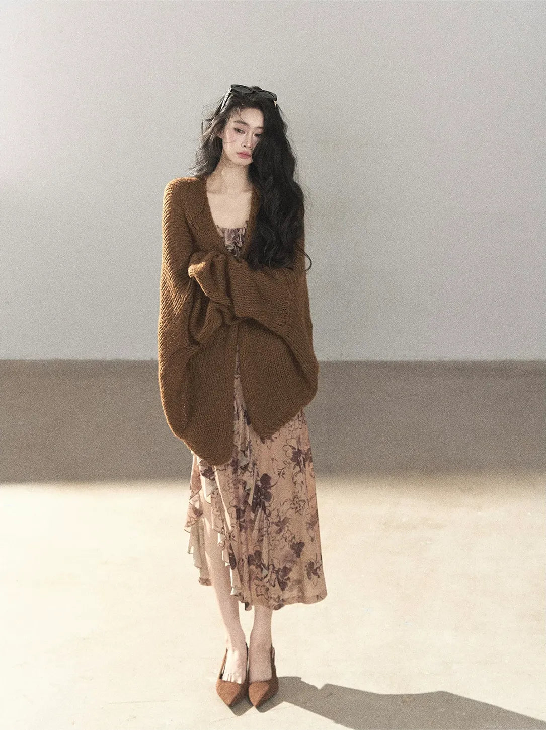 Cardigan aperto in maglia grossa