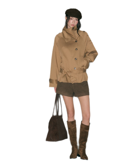 Trench coat in twill ad alta densità con cintura