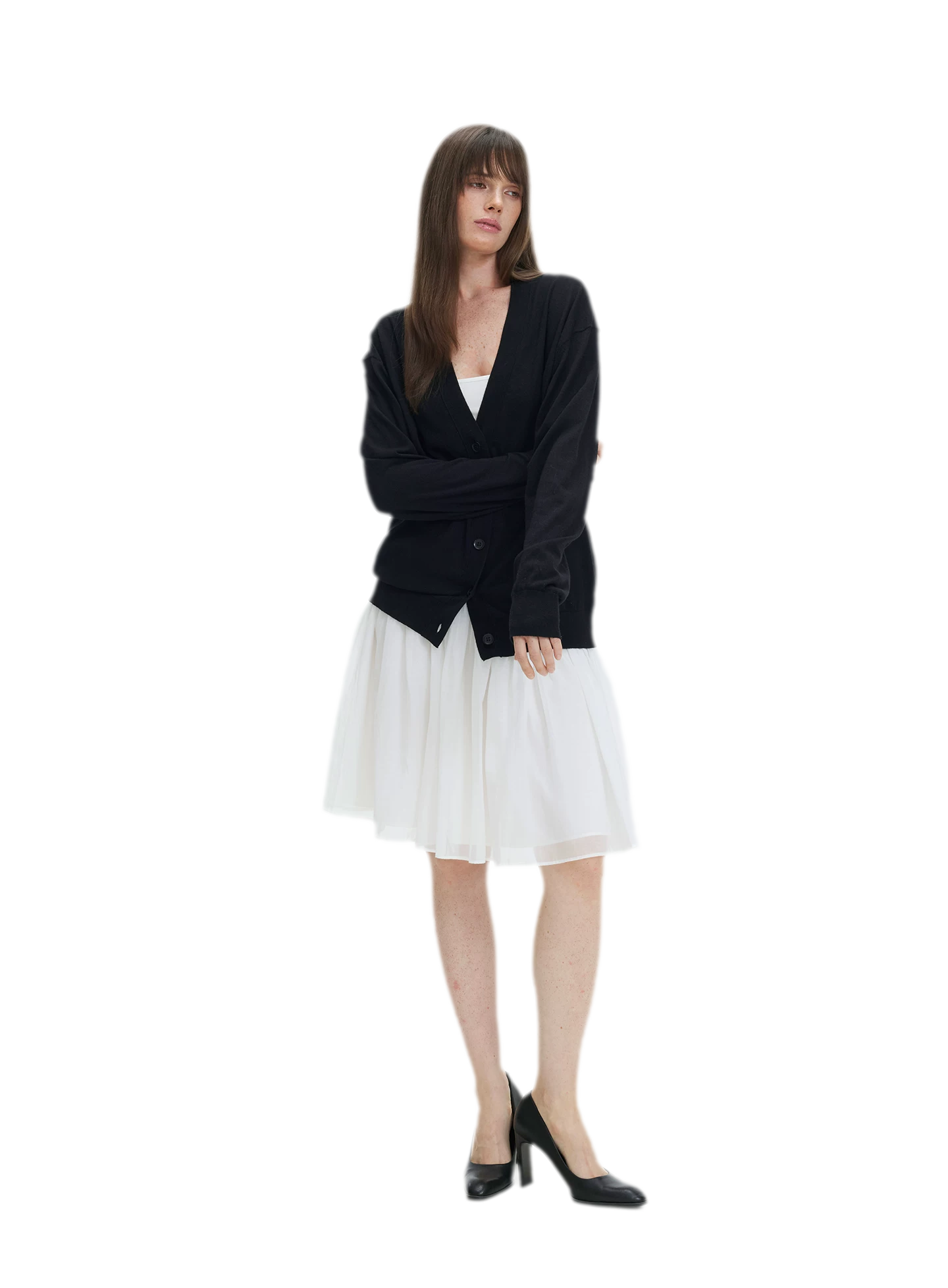 Pleated Chiffon Midi Skirt