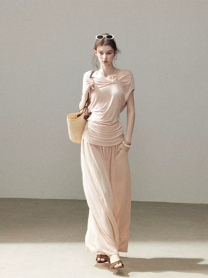 Knot Drape Midi Skirt Set