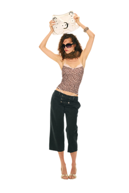 Retro Leopard Print Lace Camisole