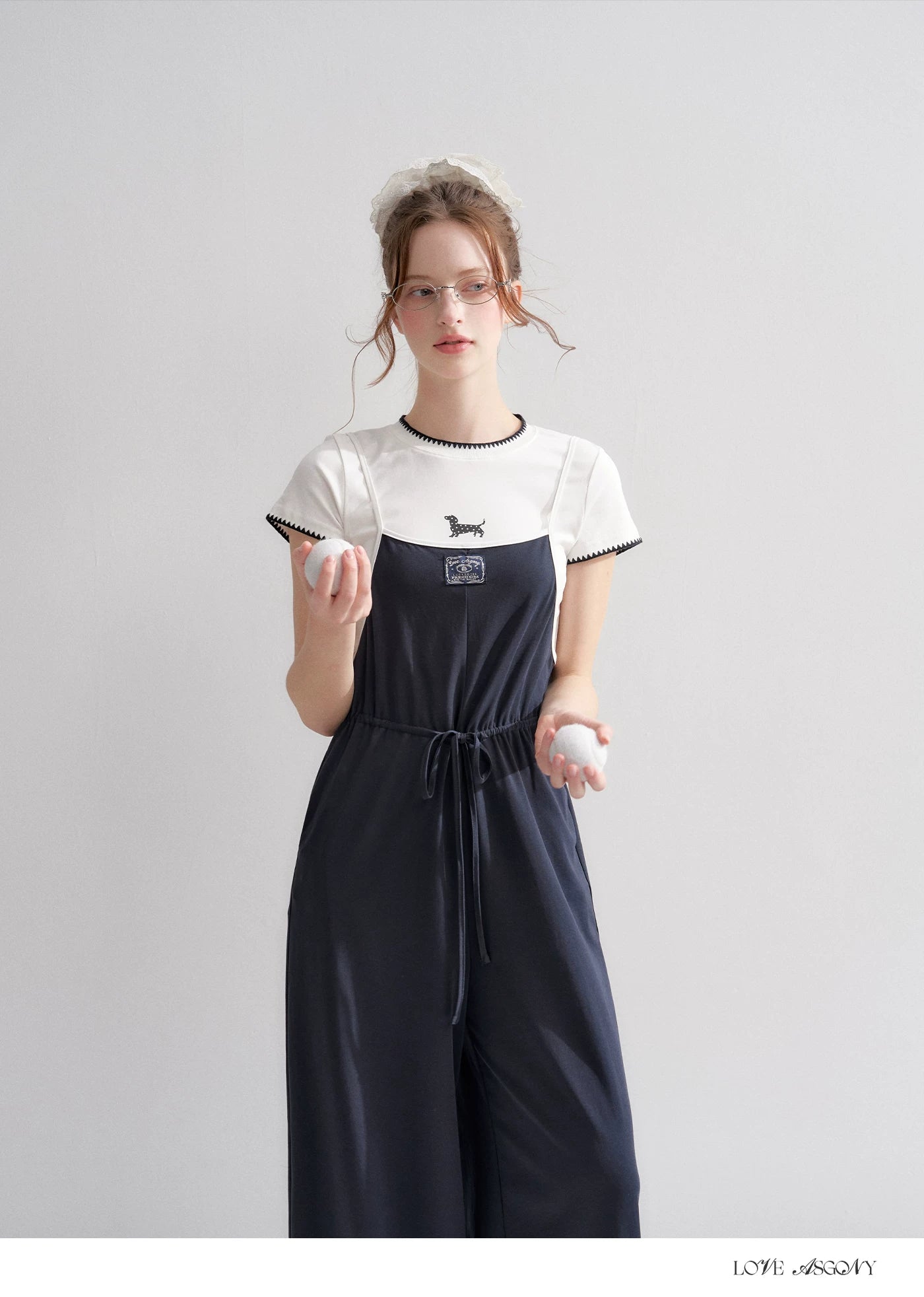 Contrast Piping Drawstring Waist Jumpsuit