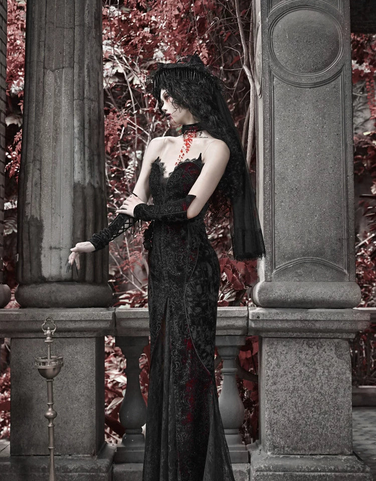 Velvet Gothic Mermaid Dress