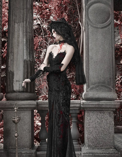 Velvet Gothic Mermaid Dress