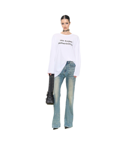 Pearl Embellished Straight Jeans