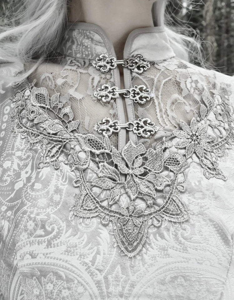 Đầm sườn xám nhung jacquard đuôi cá
