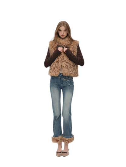 Vintage Washed Cropped Flare Jeans