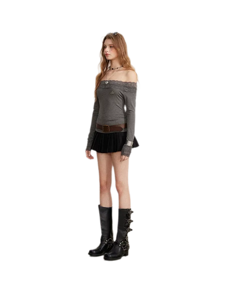 Lace Panel Off-Shoulder T-Shirt