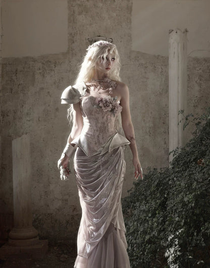 Metallic Draped Mermaid Skirt Set