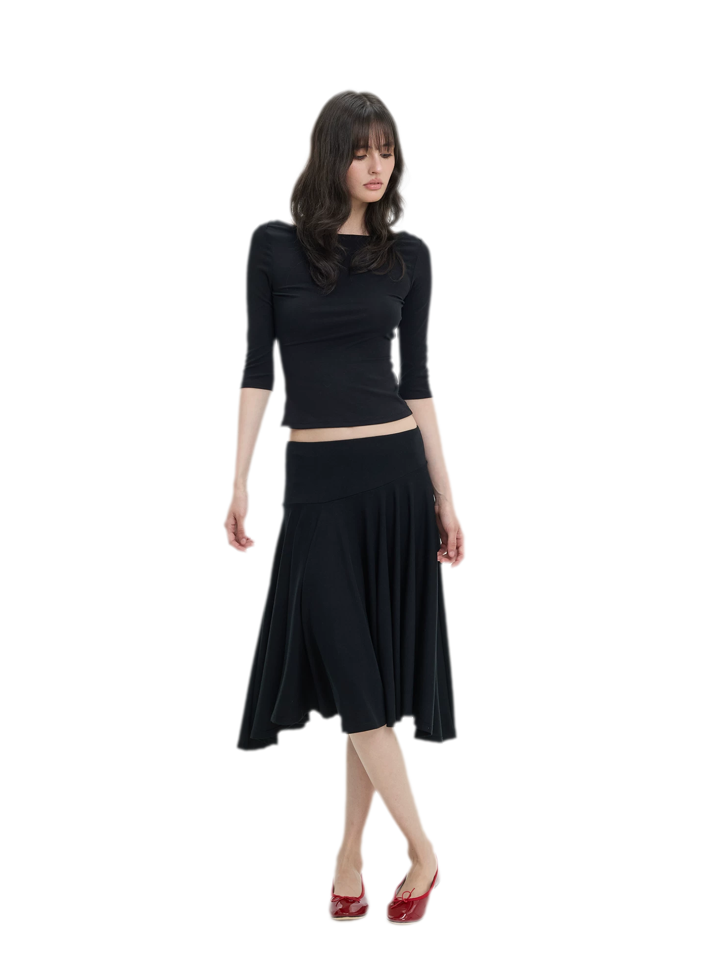 Lyocell Boat Neck Knit Top