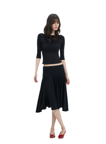 Lyocell Boat Neck Knit Top