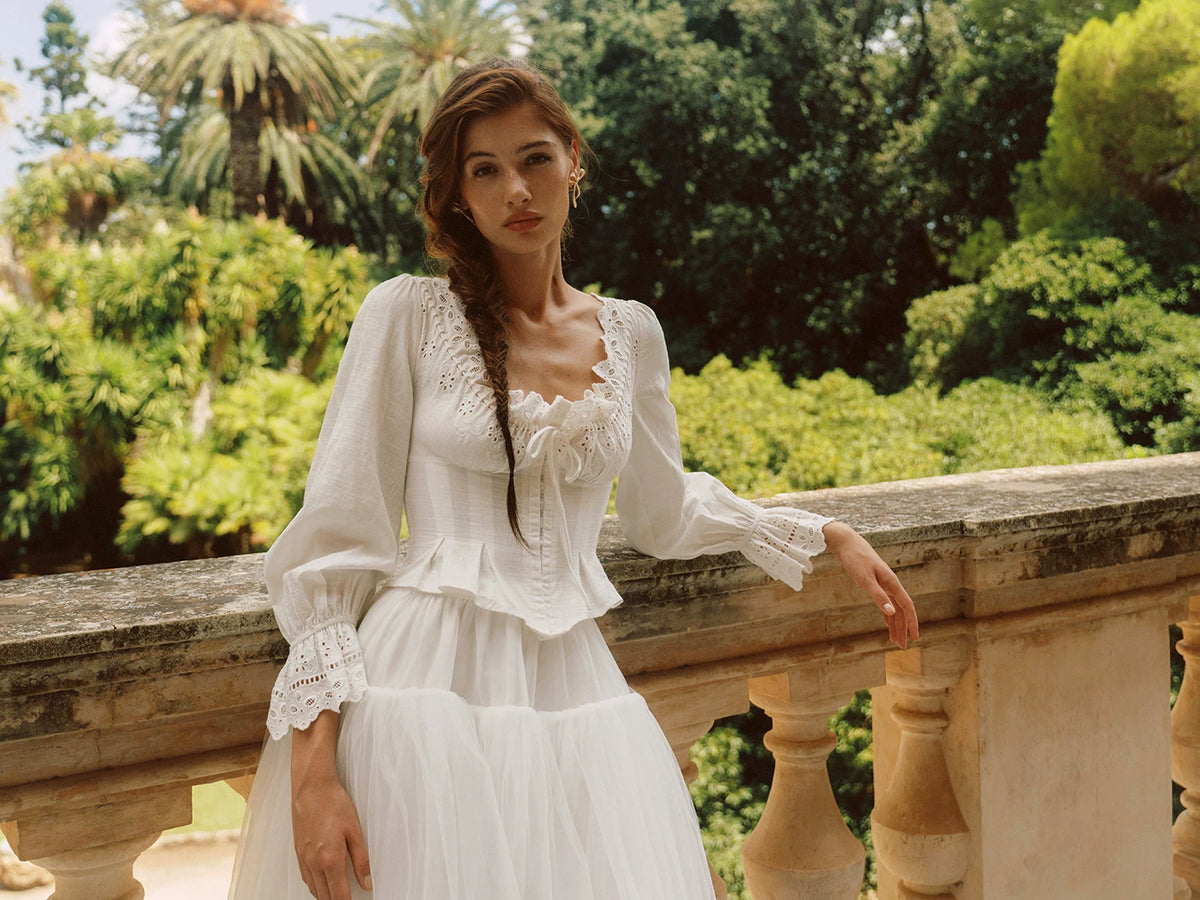Textured Lace Trim Blouse