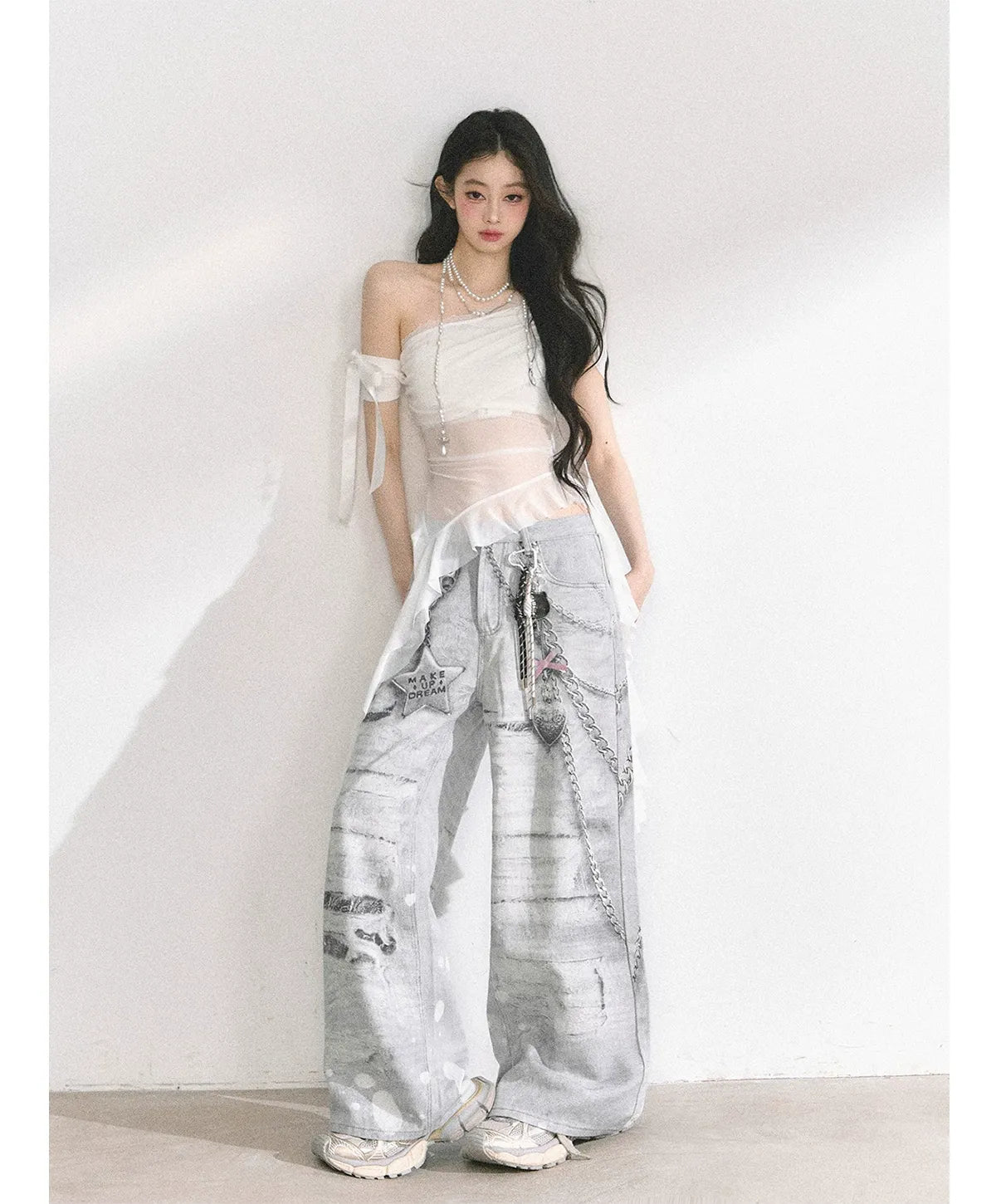 Sheer Asymmetric Mesh Tee