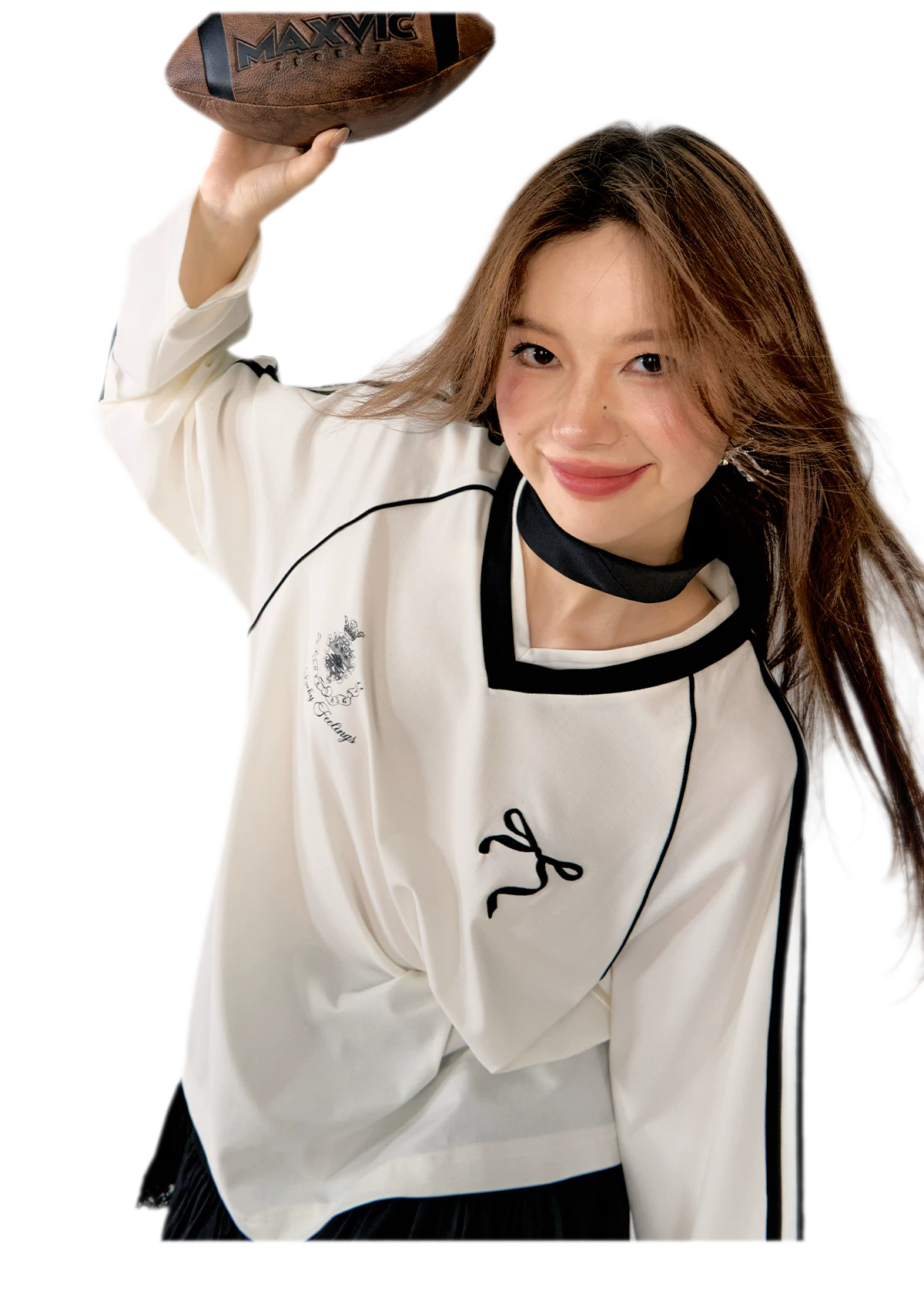 Colorblock Bow Embroidered Tee