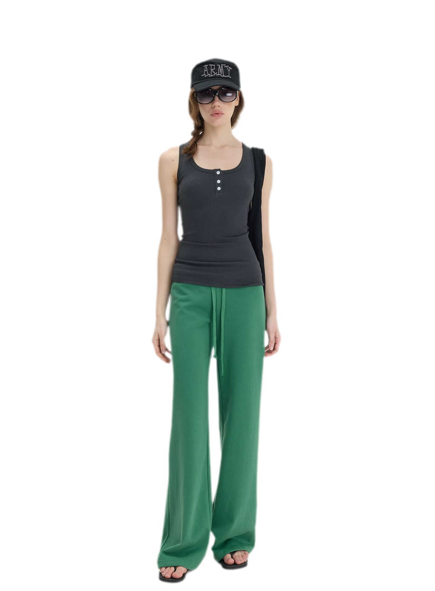 Ribbed Slim-Fit Henley Tank