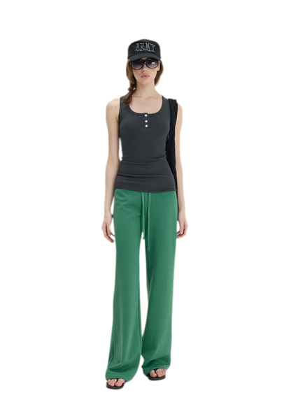 Ribbed Slim-Fit Henley Tank