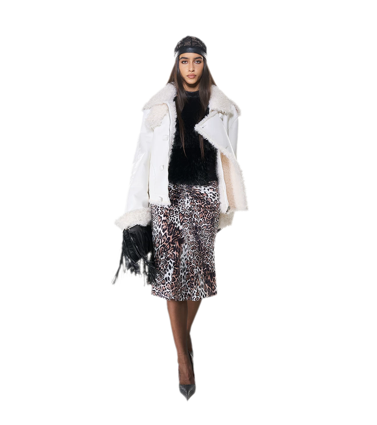 Reversible Fur Leather Cropped Jacket