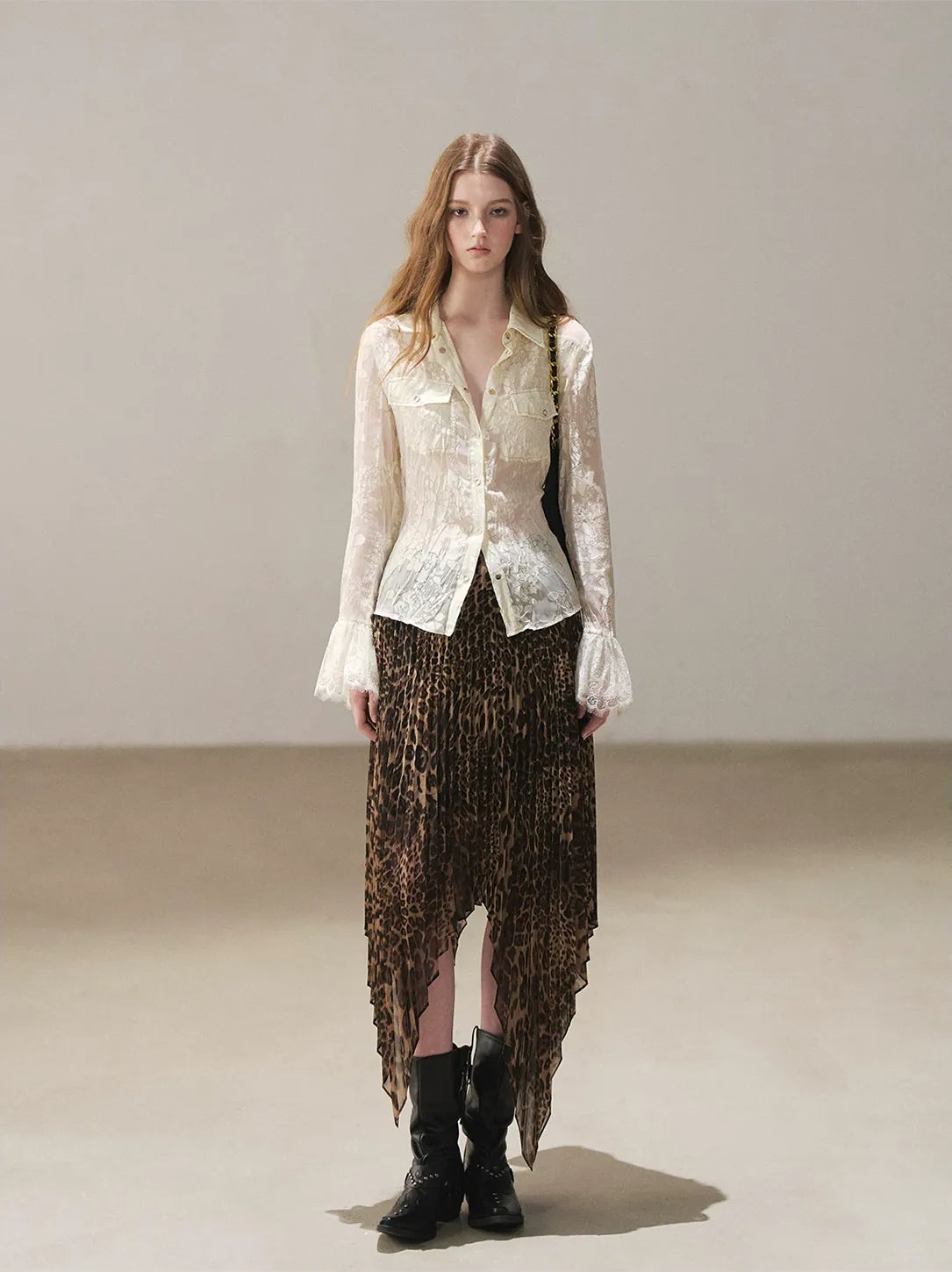 Burnout Jacquard Tailored Chiffon Shirt
