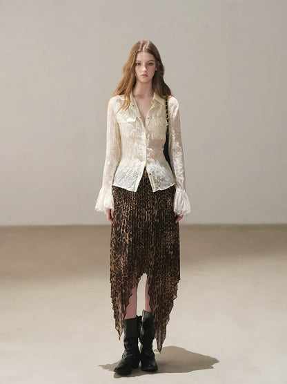 Burnout Jacquard Tailored Chiffon Shirt
