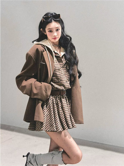Plaid Petal Panel Mini Dress