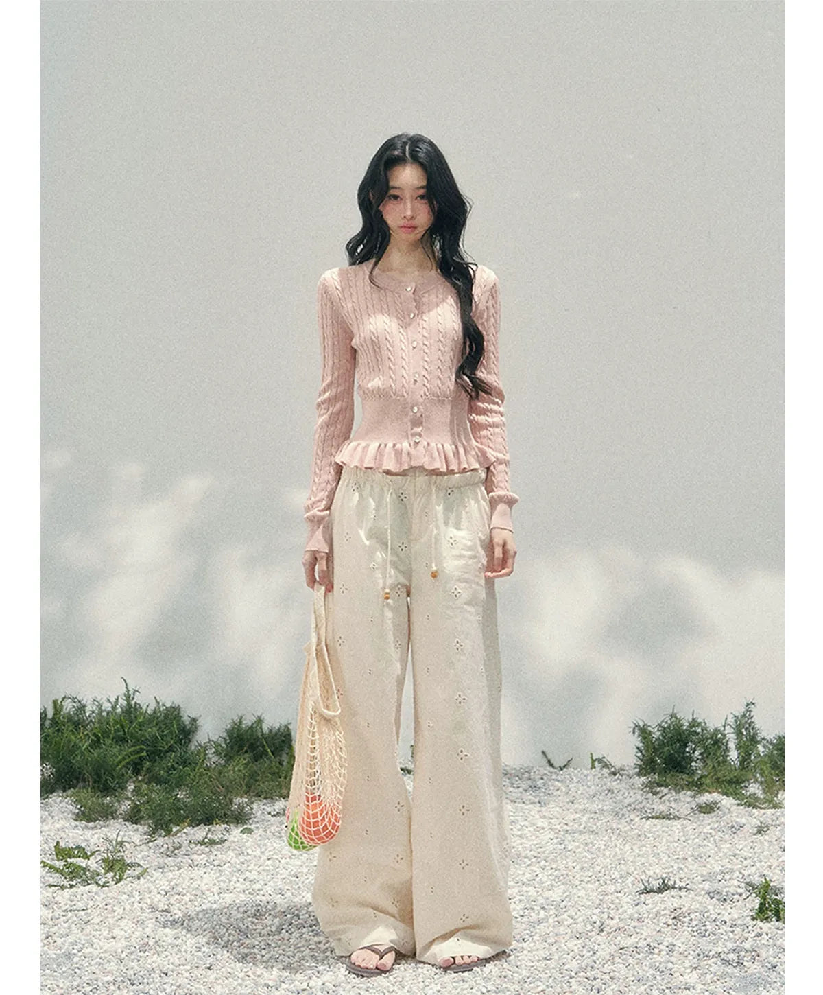 Wide-Leg Embroidered Pants
