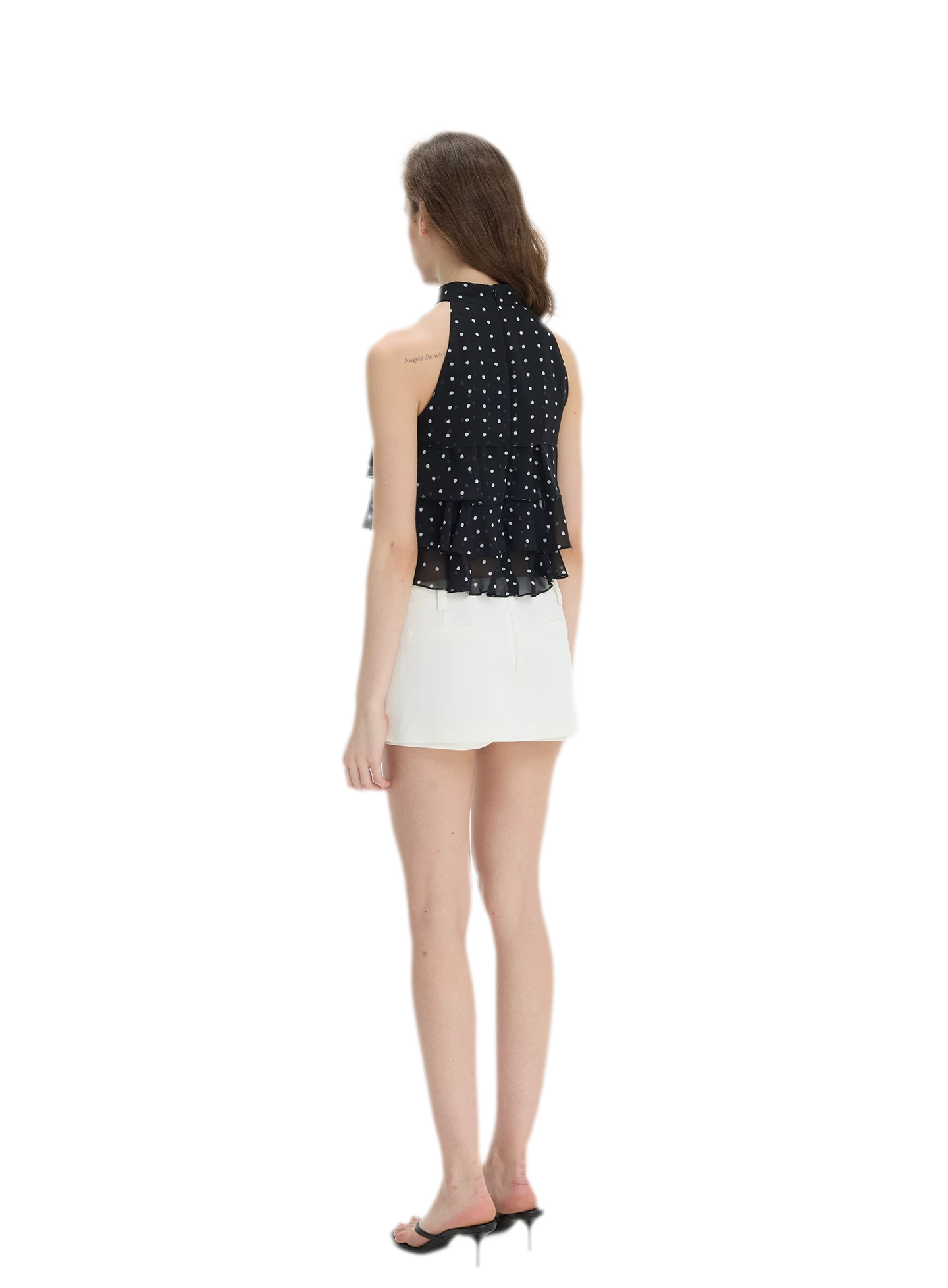 Polka-Dot Ruffle Halter Top