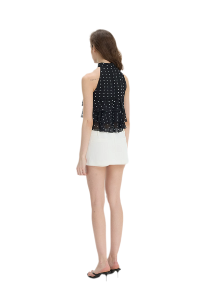 Polka-Dot Ruffle Halter Top