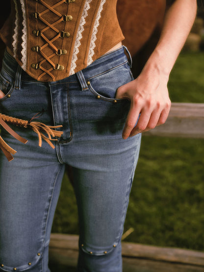 Suede Corset Denim Set