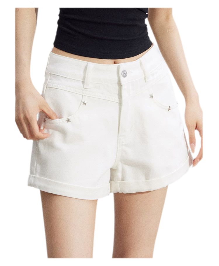 Embroidered Denim Shorts