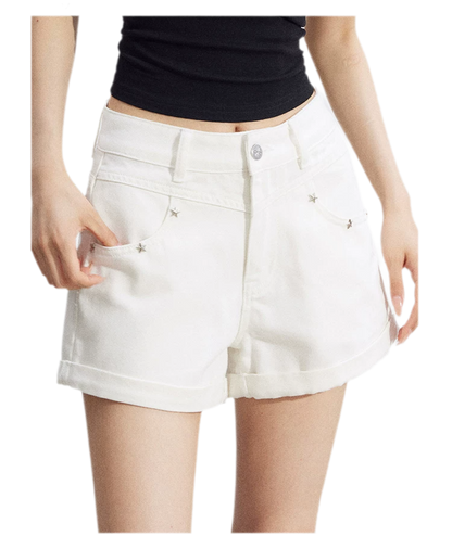 Embroidered Denim Shorts