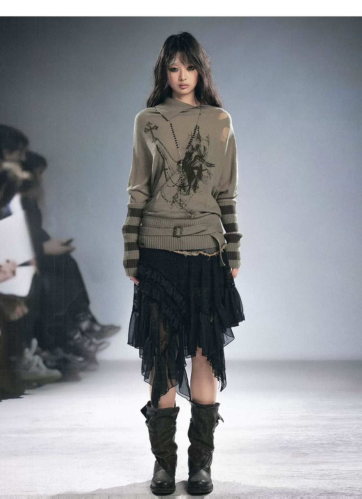 Lace Patchwork Tulle Skirt