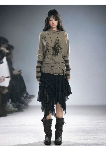 Lace Patchwork Tulle Skirt