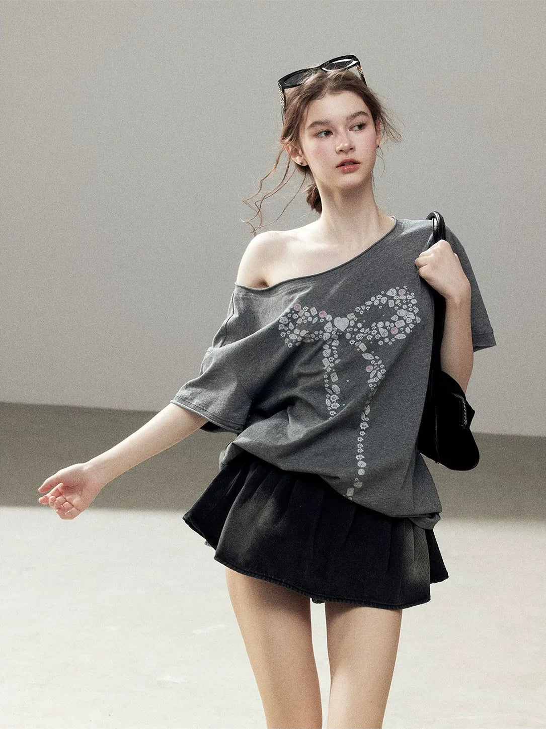Washed Denim A-Line Skirt